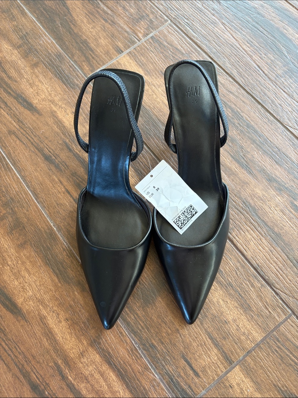 H&M Black Pointed Slingback Mules size 8